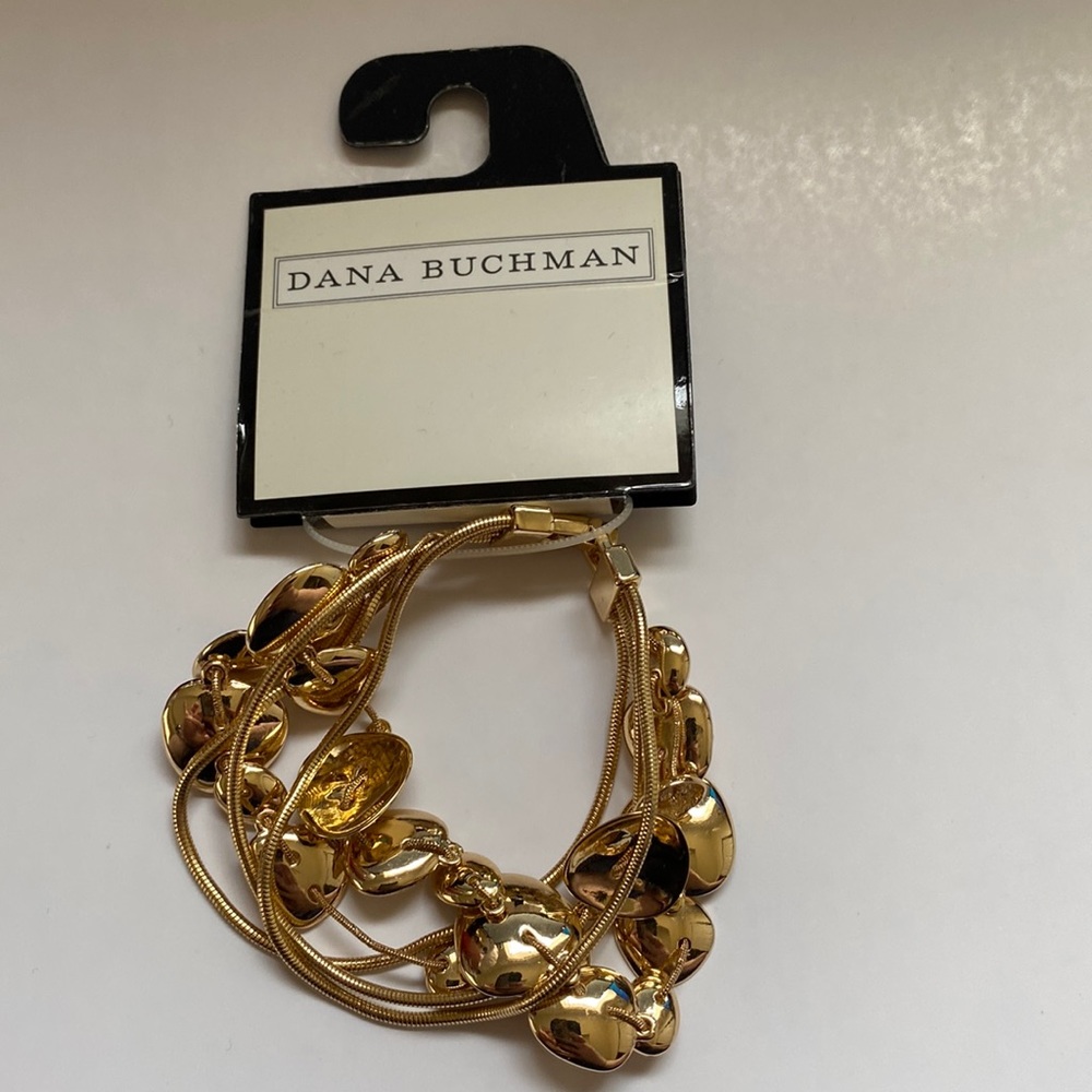 NWT Dana Buchman Gold Color Layered Look Bracelet with Clasp Costume Jewelry